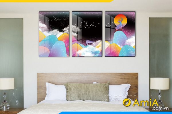 Hình ảnh Bộ tranh canvas 3 tấm trừu tượng treo phòng ngủ AmiA BO3CV 023