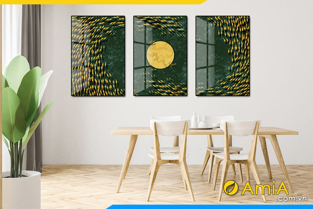 tranh canvas treo phòng ăn hình đàn cá vàng amia bo3cv 017