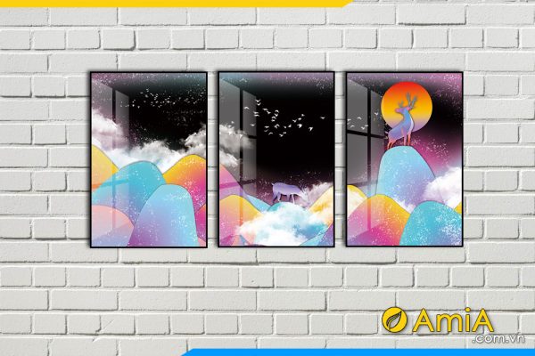 Hình ảnh Tranh canvas trừu tượng bộ 3 tấm sắc màu AmiA BO3CV 023