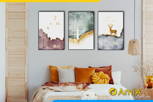 Hình ảnh Tranh treo tường phòng ngủ canvas chủ đề Bắc Âu AmiA BO3CV 022
