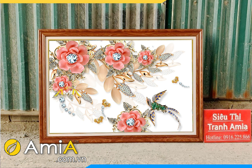 Bức tranh hoa và chim én mùa xuân đẹp AmiA 2319