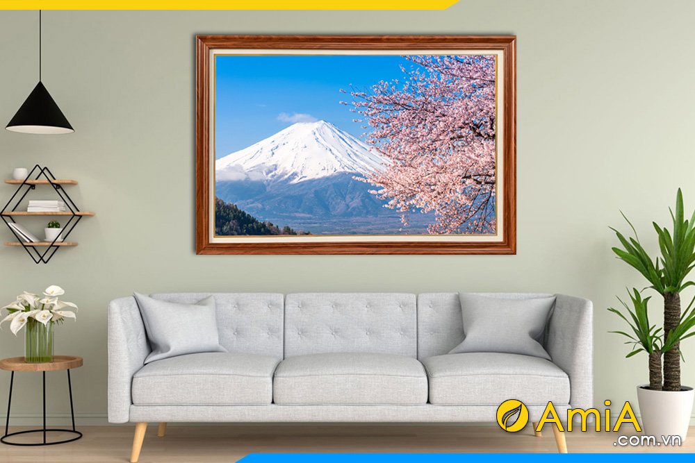 Hình ảnh Tranh treo tường núi Phú Sỹ hoa anh đào Nhật bản đẹp AmiA 2323