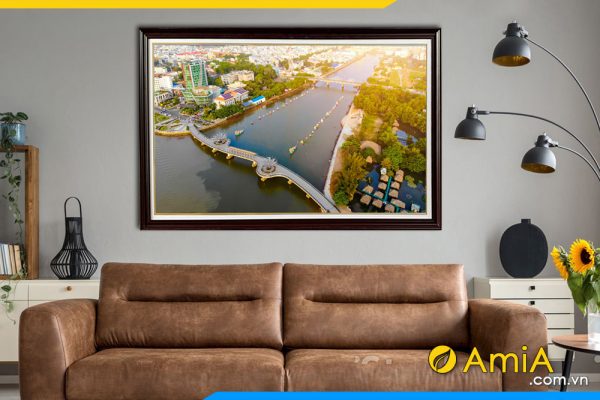 Hình ảnh Tranh treo tường phong cảnh thành phố bên sông đẹp AmiA 2303