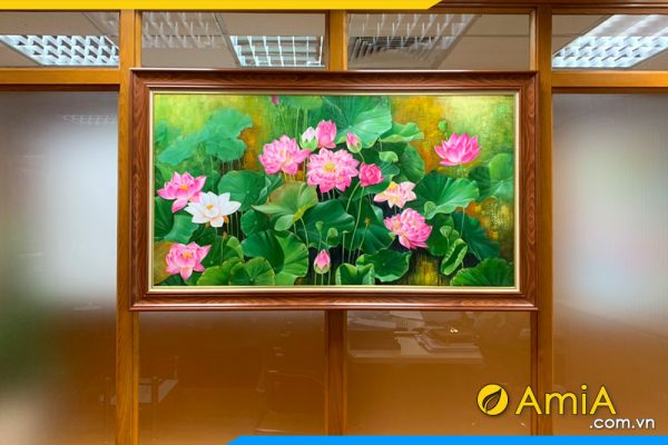 Hình ảnh Tranh sơn dầu hoa sen tuyệt đẹp AmiA TSD 651