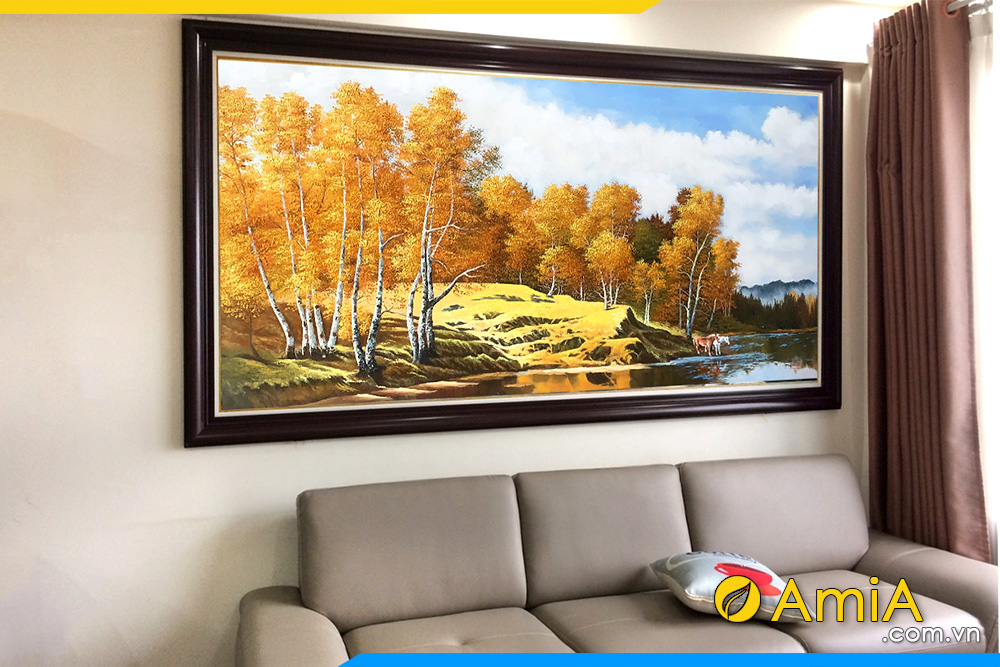 Hình ảnh Tranh treo tường sơn dầu phong cảnh núi rừng AmiA TSD 650