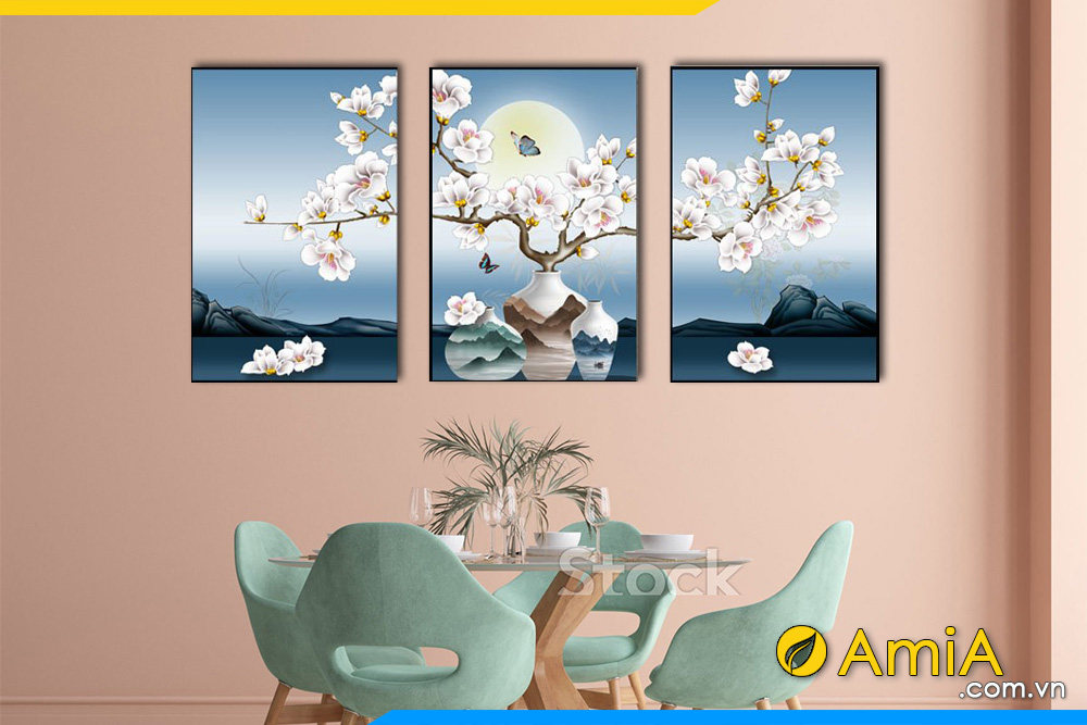 Hình ảnh Bộ tranh 3 tấm hoa mộc lan đẹp ý nghĩa AmiA 2415