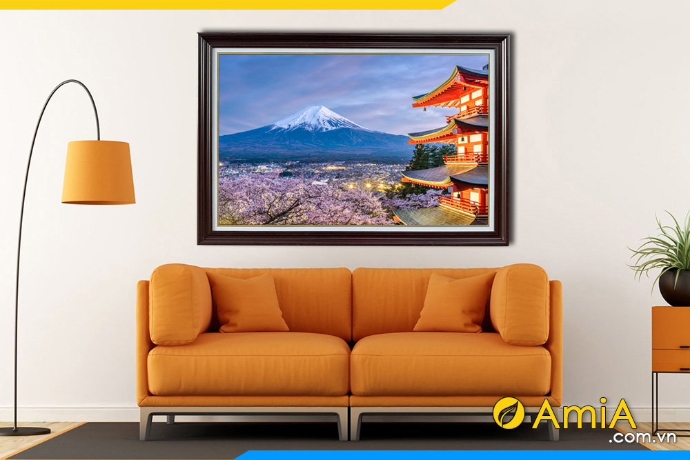 Hình ảnh Tranh treo tường đẹp núi Phú Sĩ hoa anh đào AmiA 2484
