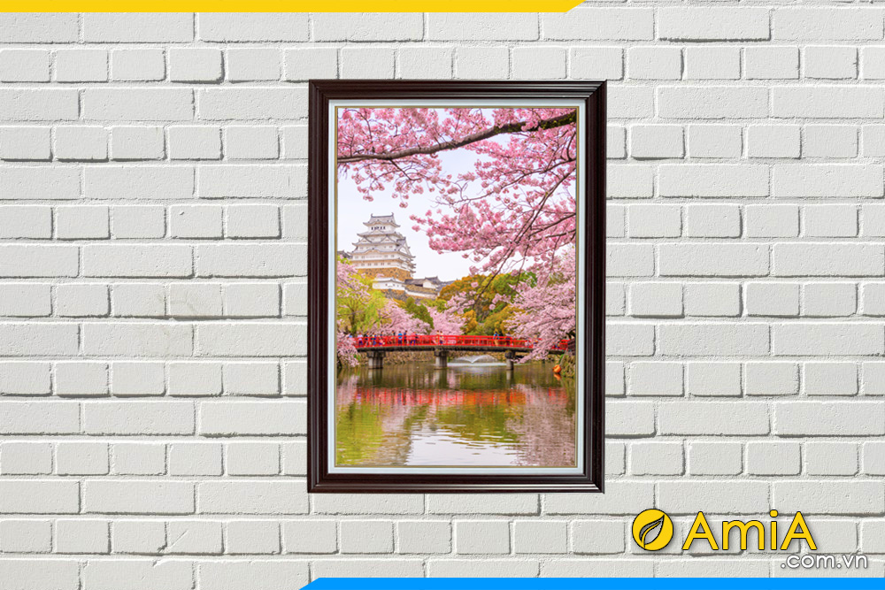 Hình ảnh Tranh treo tường khổ dọc hoa anh đào Nhật Bản AmiA 2482