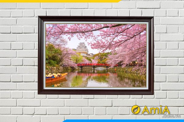 Hình ảnh Tranh treo tường phong cảnh hoa anh đào Nhật Bản AmiA 2481