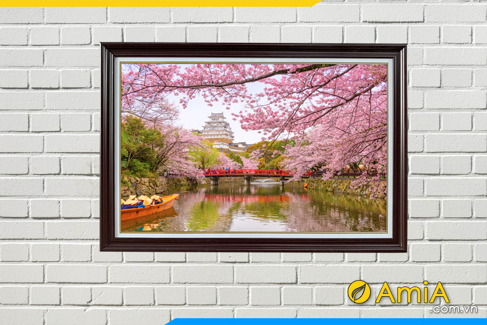 Hình ảnh Tranh treo tường phong cảnh hoa anh đào Nhật Bản AmiA 2481