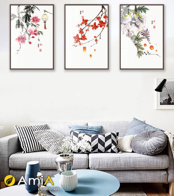 Tranh canvas hoa treo tường phòng khách hiện đại Amia 5035