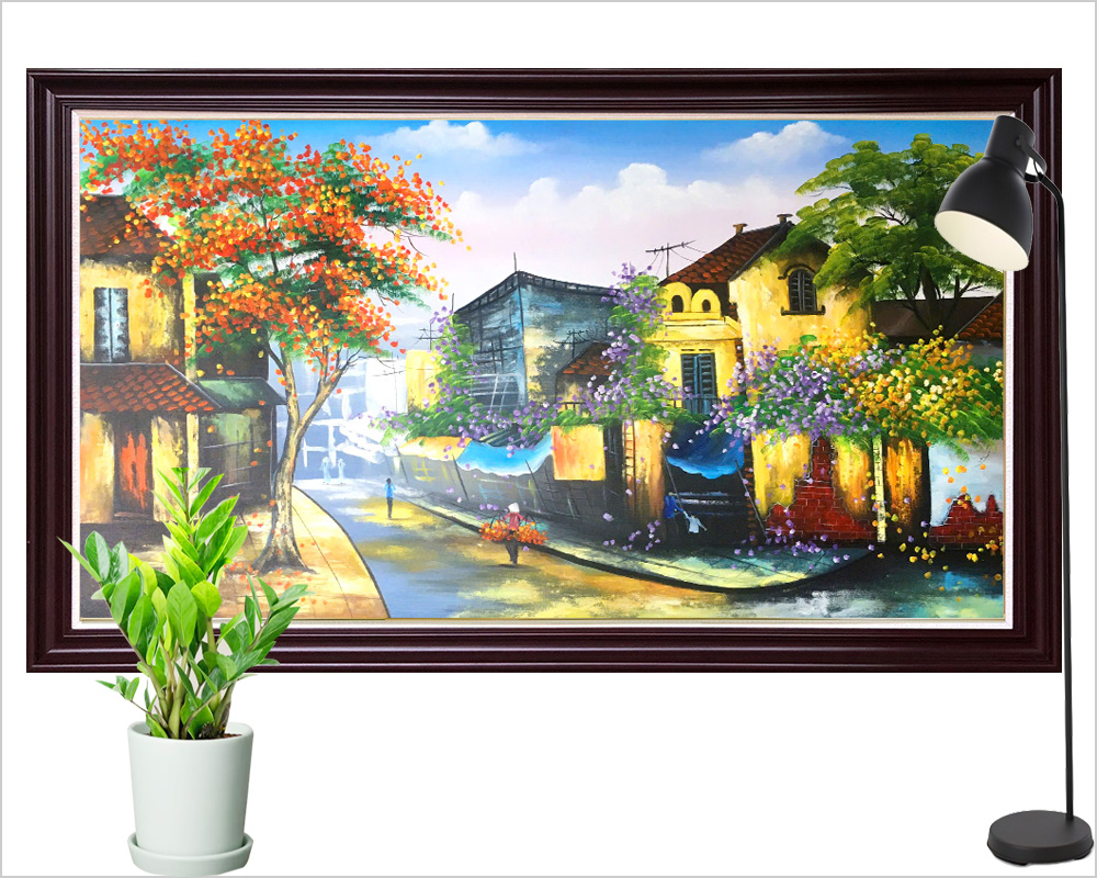Buc pho co ha noi len khung tranh