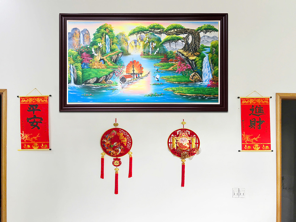 hinh anh tranh son thuy huu tinh son dau co khung kho lon