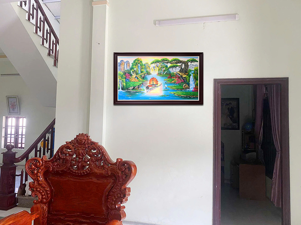 hinh anh tranh son thuy huu tinh son dau treo tren tuong