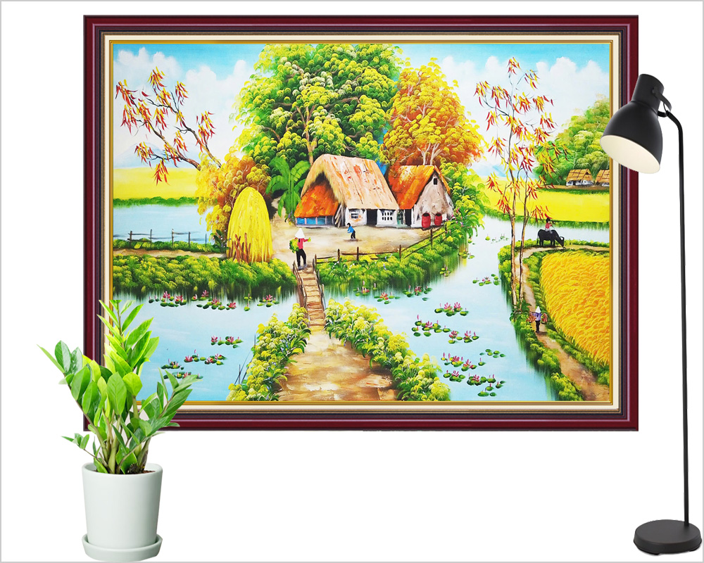 khung tranh Ha Noi lang que binh yen