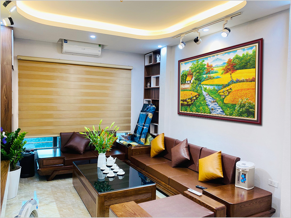 Buc tranh ve Ha Noi dong lua chin son dau dep