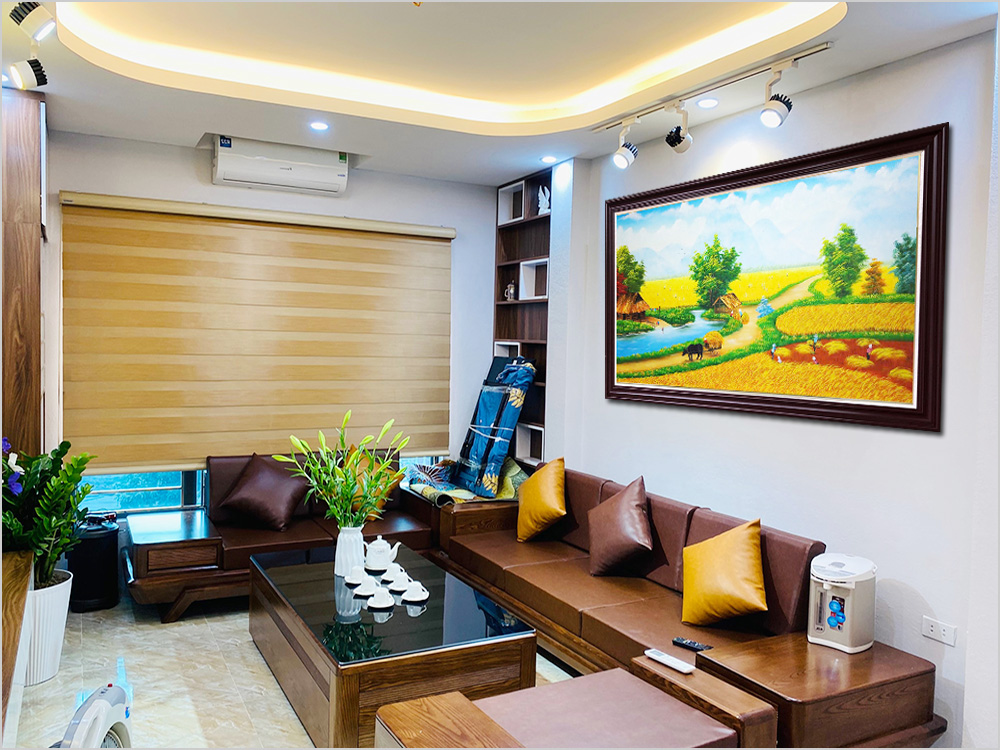buc tranh ve Ha Noi dong que mua lua chin vang
