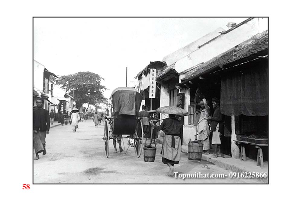 hinh anh tranh khu pho Ha Noi Tonkin xua