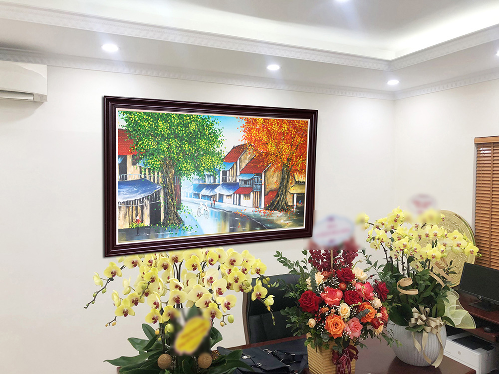 hinh anh tranh pho co ha noi lam qua tang sep len chuc dep