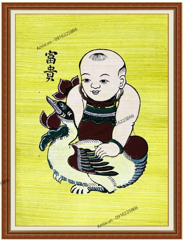 Tranh phú quý: Sinh con gái phú quý giàu sang, thuận lợi, may mắn