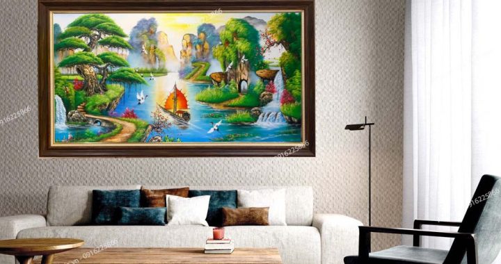 Việc sử dụng tranh sơn thủy Thuận Buồm Xuôi Gió hàm ý gia chủ là người tinh tế và tao nhã