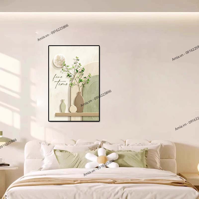 Tranh treo đầu giường phong cách wabi sabi Nhật Bản