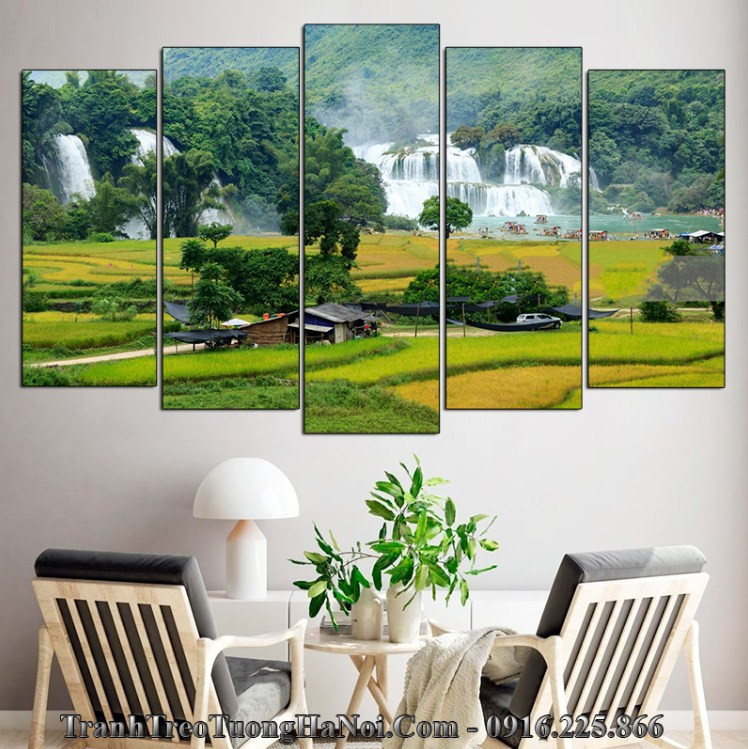 Bộ tranh Thác Bản Giốc được nhiều khách hàng yêu thích để treo nhà hoặc văn phòng